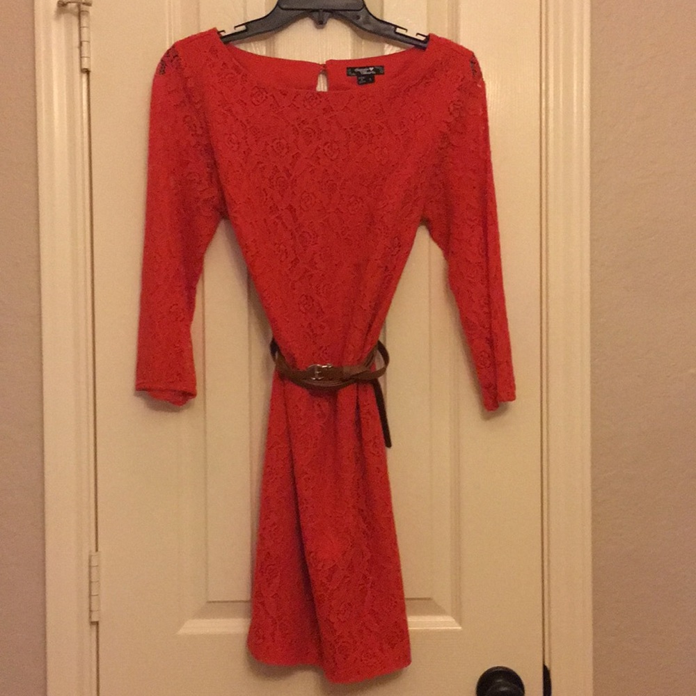 Beautiful Red Orange Sequin Hearts dress